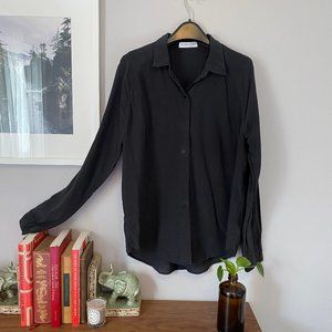 Everlane Black Silk Button Down Shirt Size Large